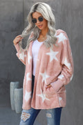 Star Pattern Fuzzy Coat - Fashion Bug Online