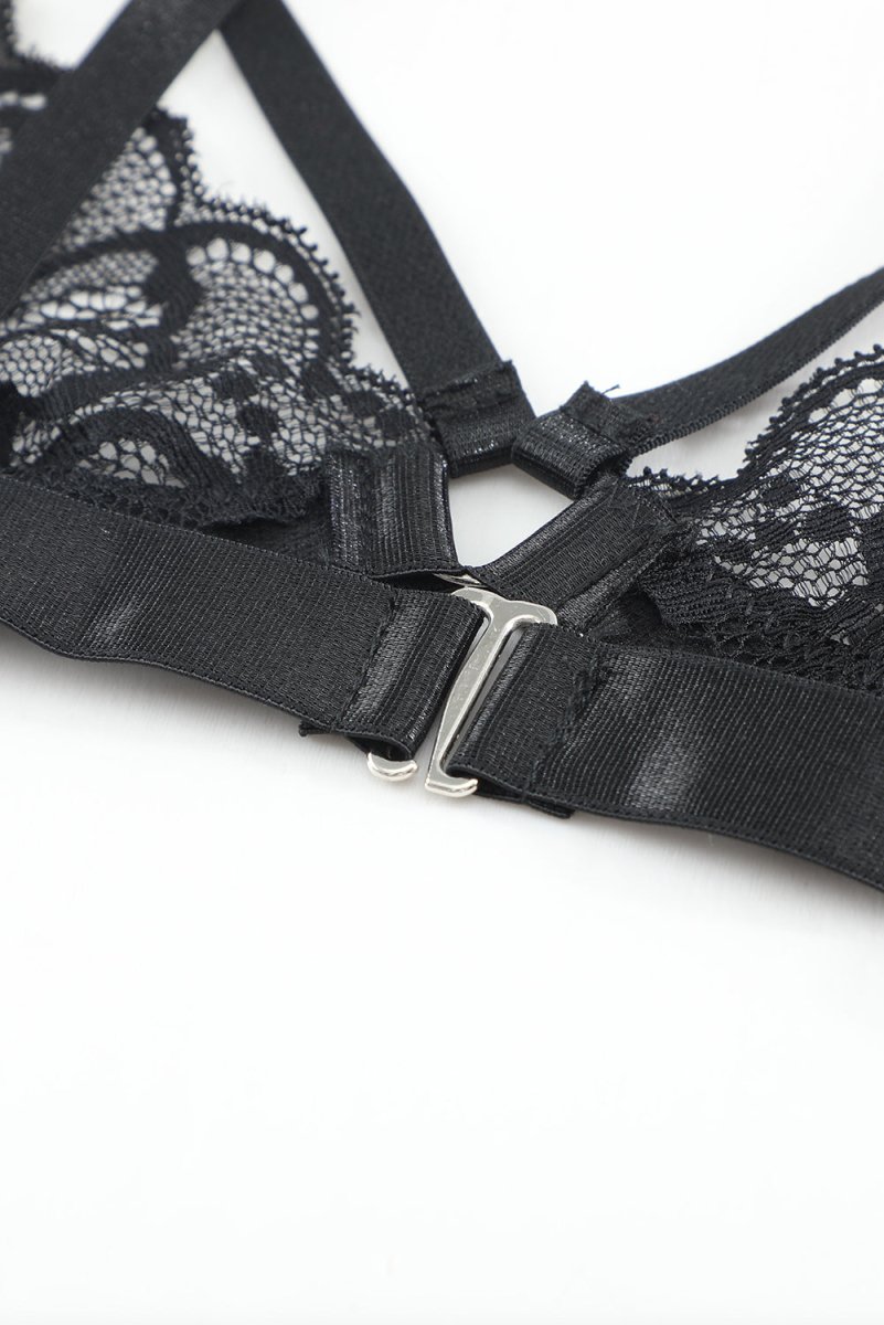 Strappy Three-Piece Lace Lingerie Set - Fashion Bug Online