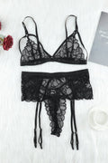 Strappy Three-Piece Lace Lingerie Set - Fashion Bug Online