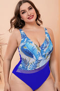 Two-Tone Plunge One-Piece Swimsuit - Fashion Bug Online