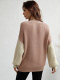 Two-Tone Rib-Knit Dropped Shoulder Sweater - Fashion Bug Online