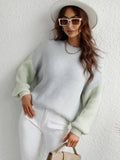 Two-Tone Rib-Knit Dropped Shoulder Sweater - Fashion Bug Online