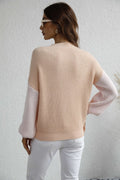 Two-Tone Rib-Knit Dropped Shoulder Sweater - Fashion Bug Online