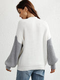 Two-Tone Rib-Knit Dropped Shoulder Sweater - Fashion Bug Online